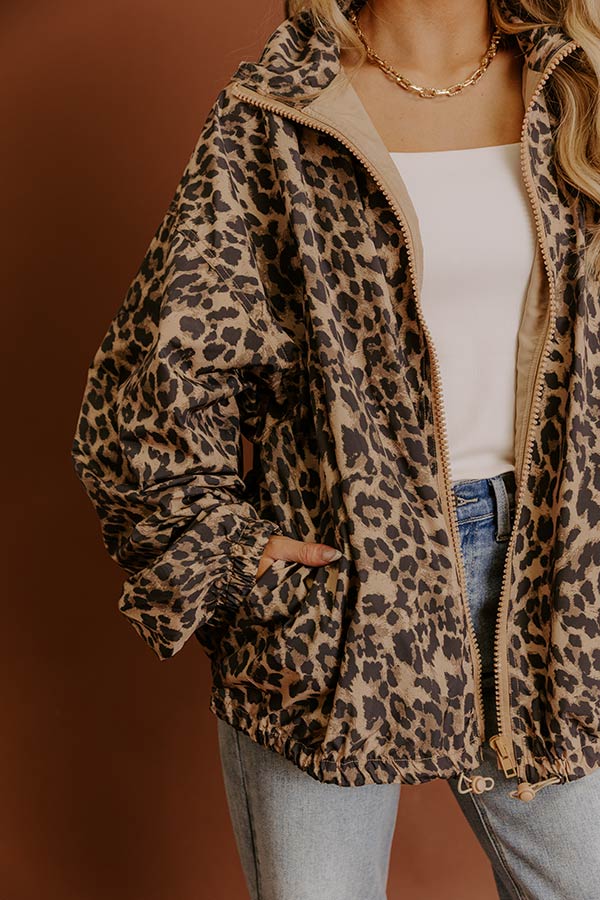 Falling For You Leopard Windbreaker Jacket-Beginning Fashion