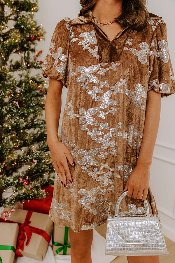 Butterfly Kisses Velvet Sequin Mini Dress-Beginning Fashion