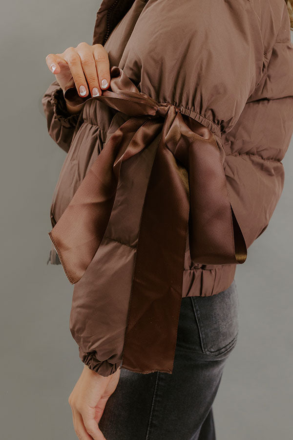 Falling For Cozy Puffer Jacket in Brown-Beginning Fashion