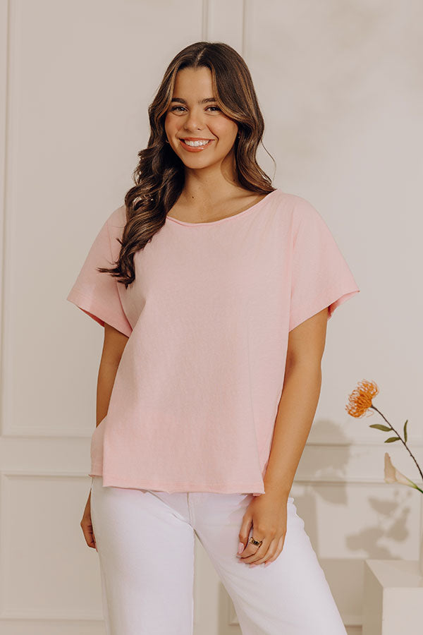 Casual Outing Slub Tee in Pink-Beginning Fashion