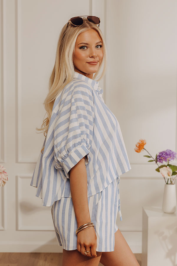 Harbor Chic Stripe Oversized Button Up Top-Beginning Fashion