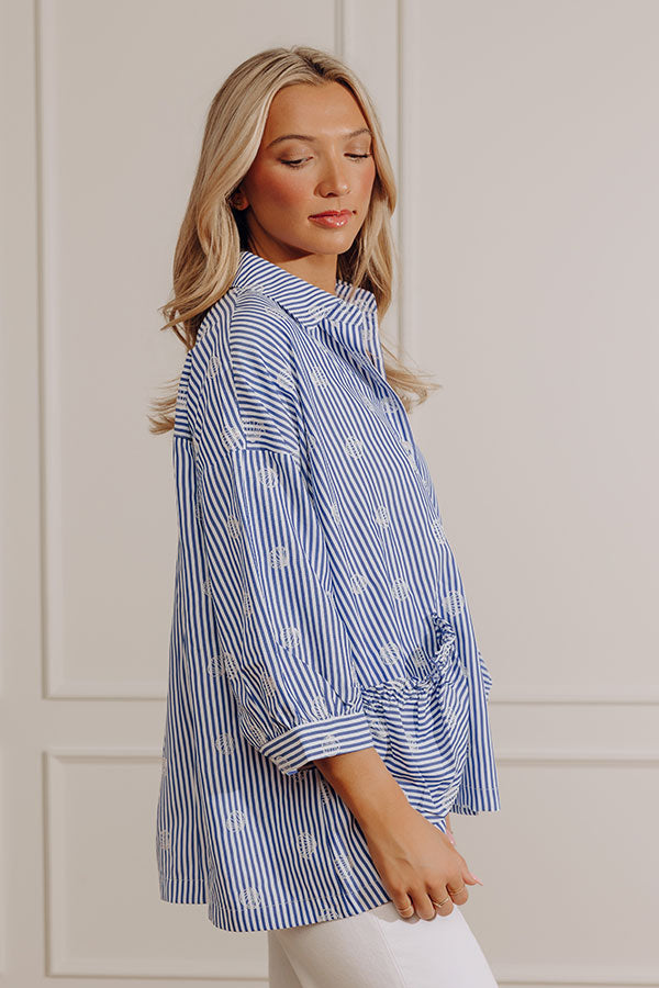 Beachcomber Chic Embroidered Oversized Button Up Top-Beginning Fashion