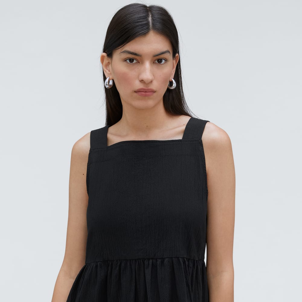 The Seersucker Midi Dress | Black-styoma