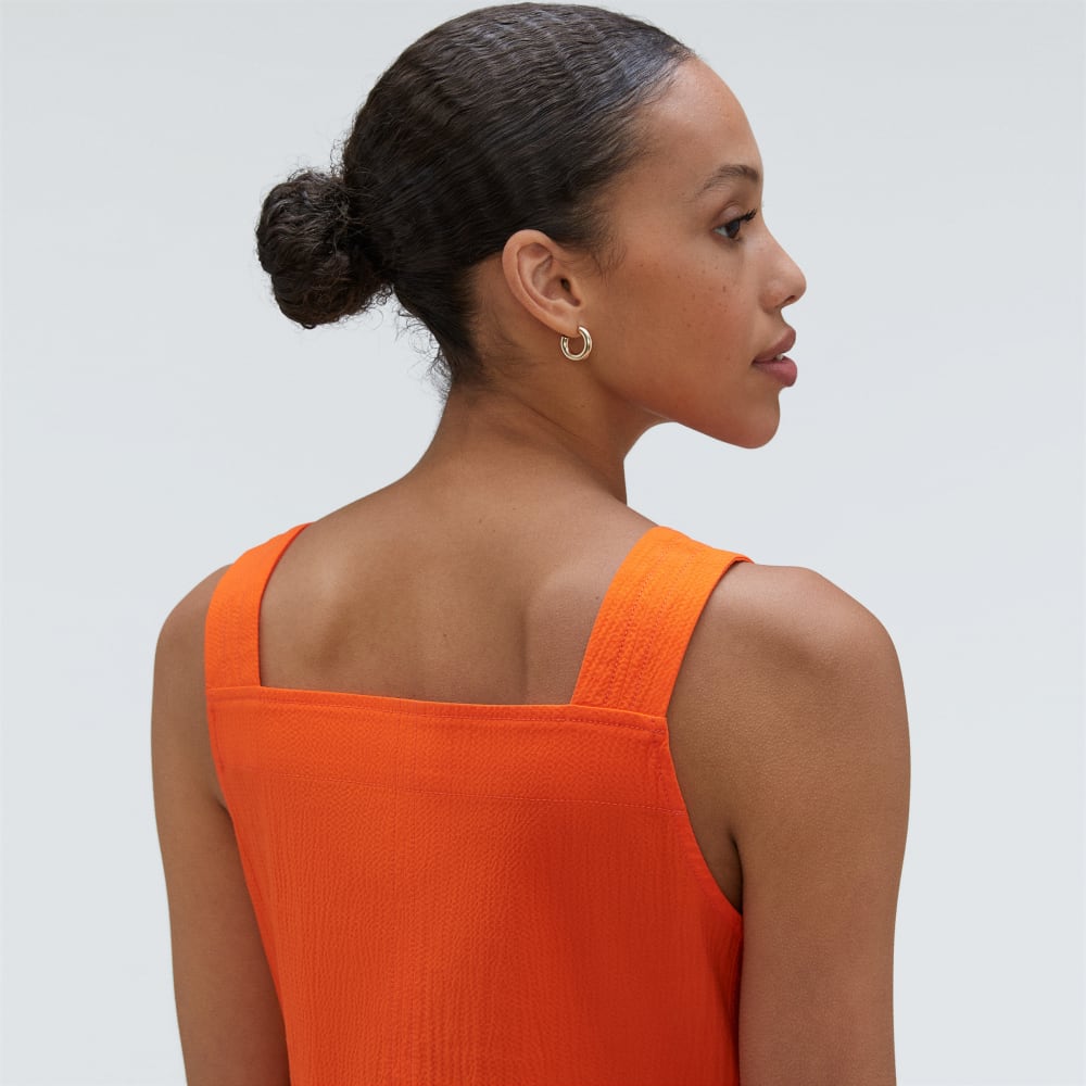 The Seersucker Midi Dress | Bright Orange-styoma