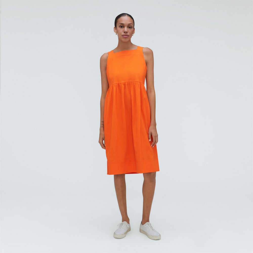 The Seersucker Midi Dress | Bright Orange-styoma