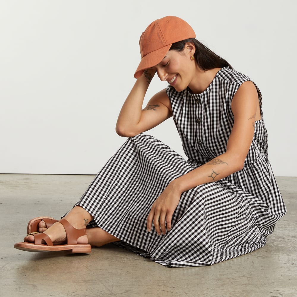 The Tiered Midi Dress | Black Gingham-styoma