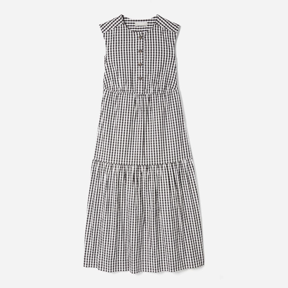 The Tiered Midi Dress | Black Gingham-styoma