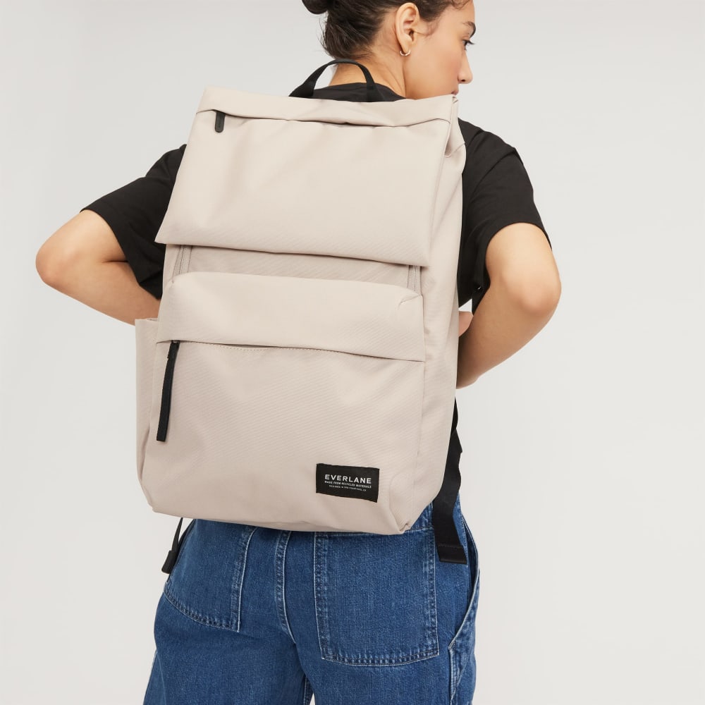 The ReNew Transit Backpack | Warm Quartz (with label)-styoma