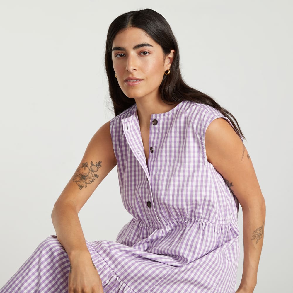 The Tiered Midi Dress | Orchid Gingham-styoma