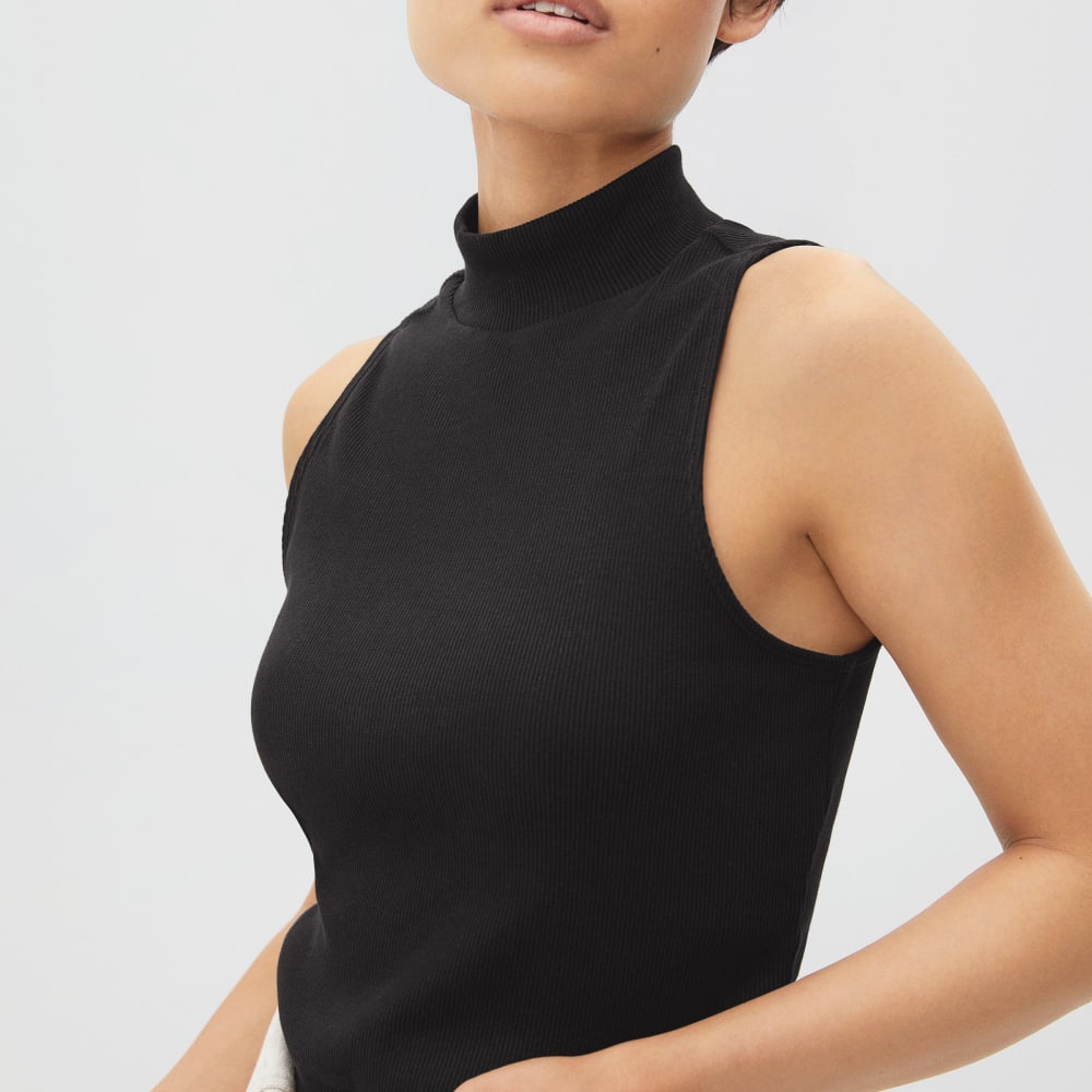 The Ribbed Mockneck Tank | Black-styoma
