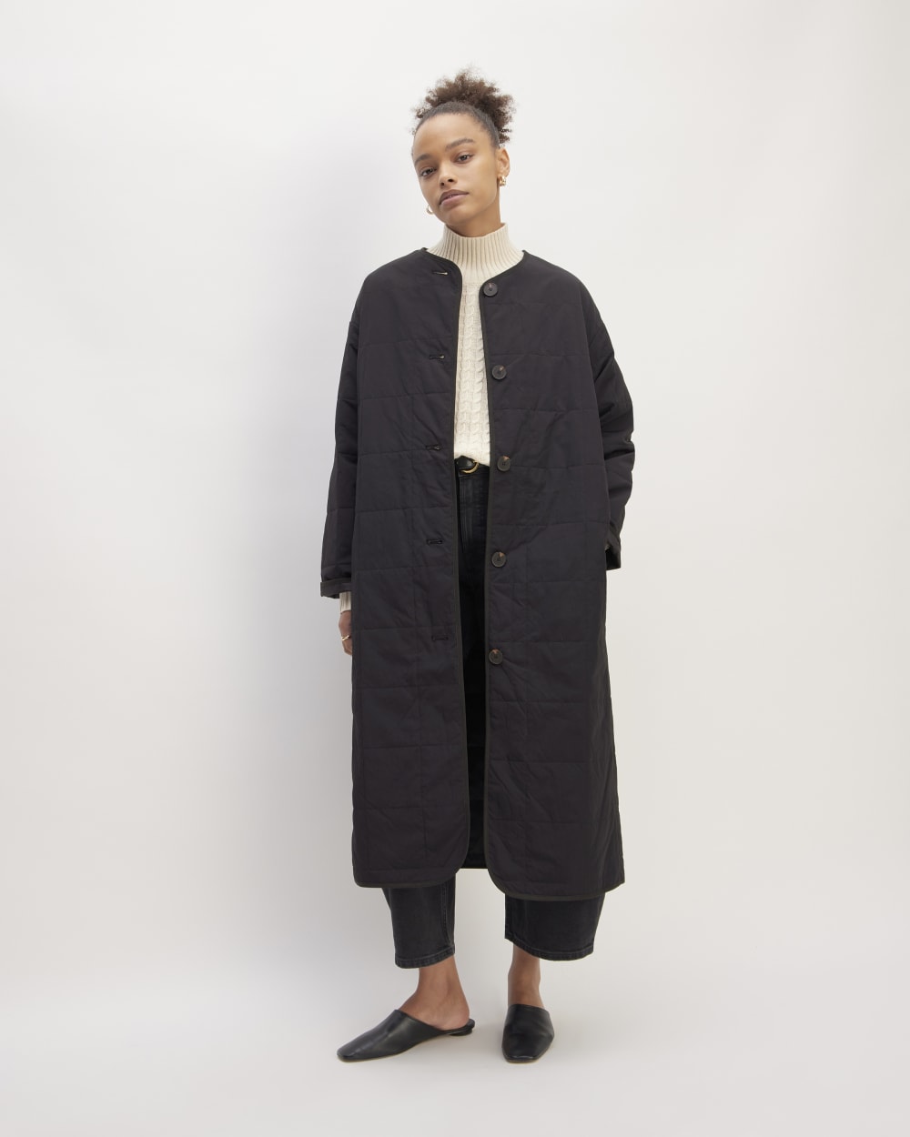 The ReNew Quilted Long Liner | Black-styoma