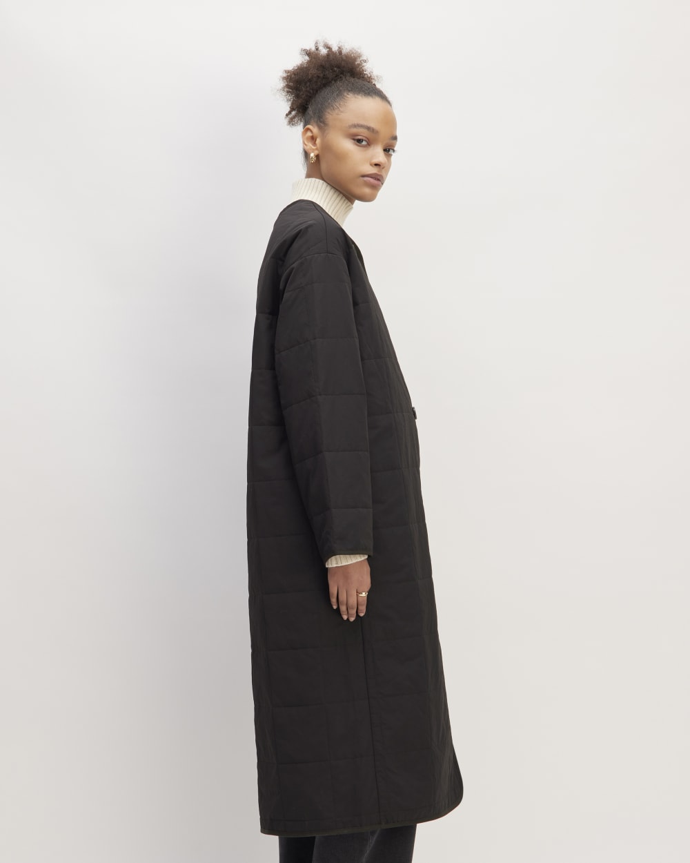 The ReNew Quilted Long Liner | Black-styoma