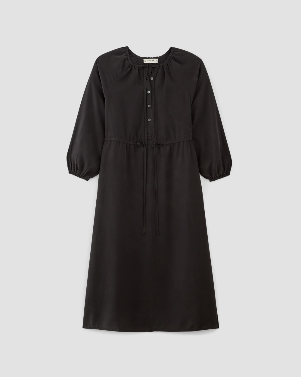 The TENCEL™ Gathered Maxi Dress | Black-styoma