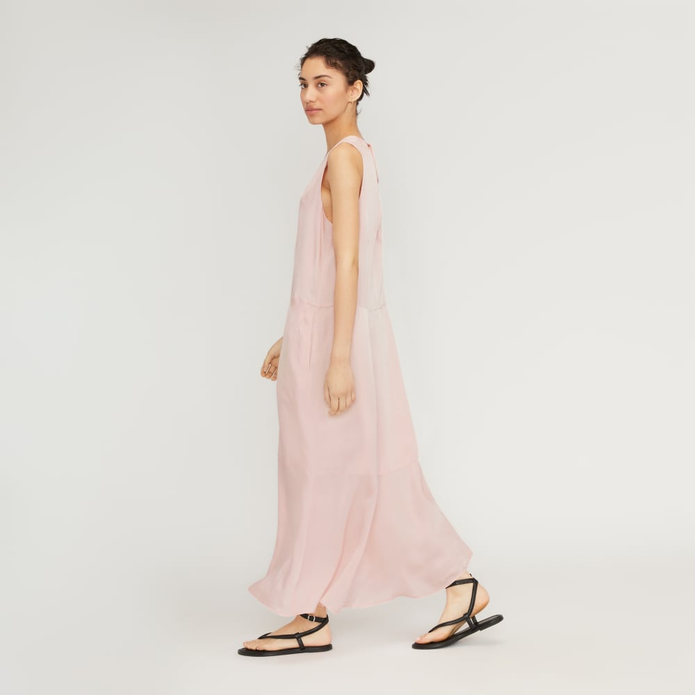 The Satin V-Neck Maxi Dress | Petal Pink-styoma