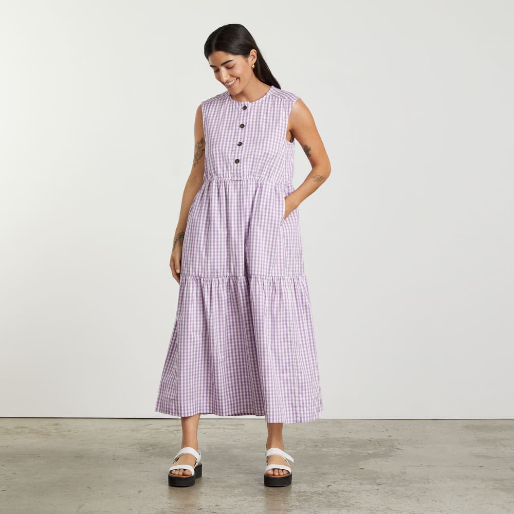 The Tiered Midi Dress | Orchid Gingham-styoma
