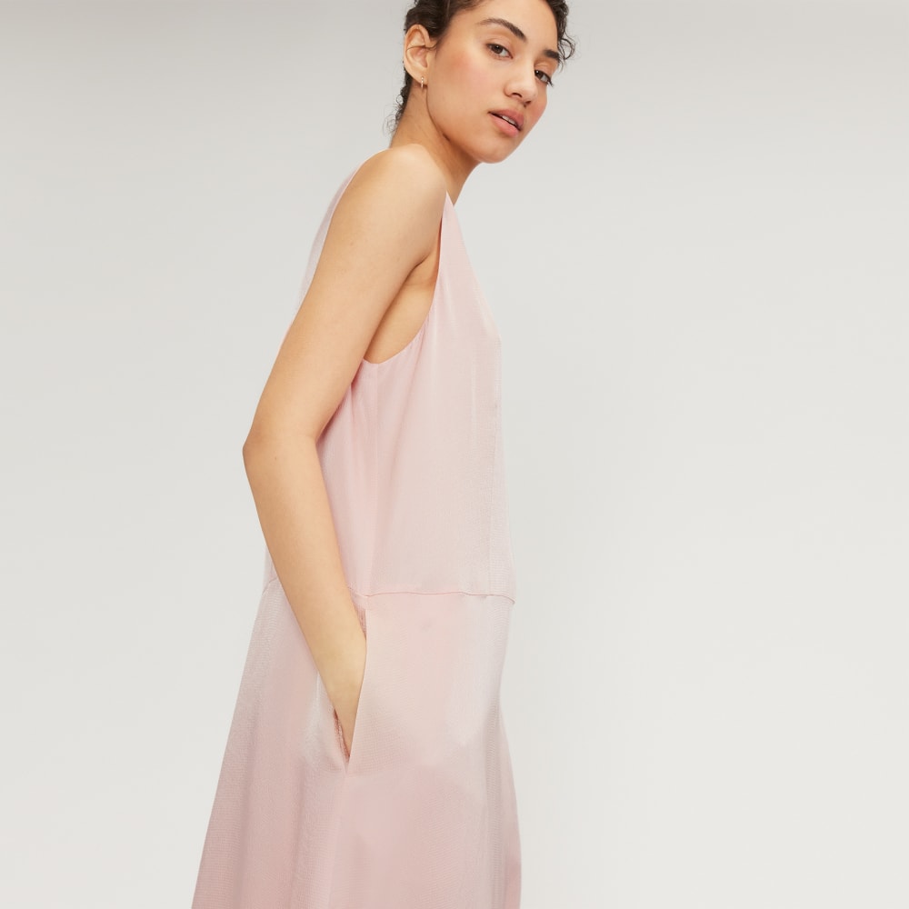 The Satin V-Neck Maxi Dress | Petal Pink-styoma