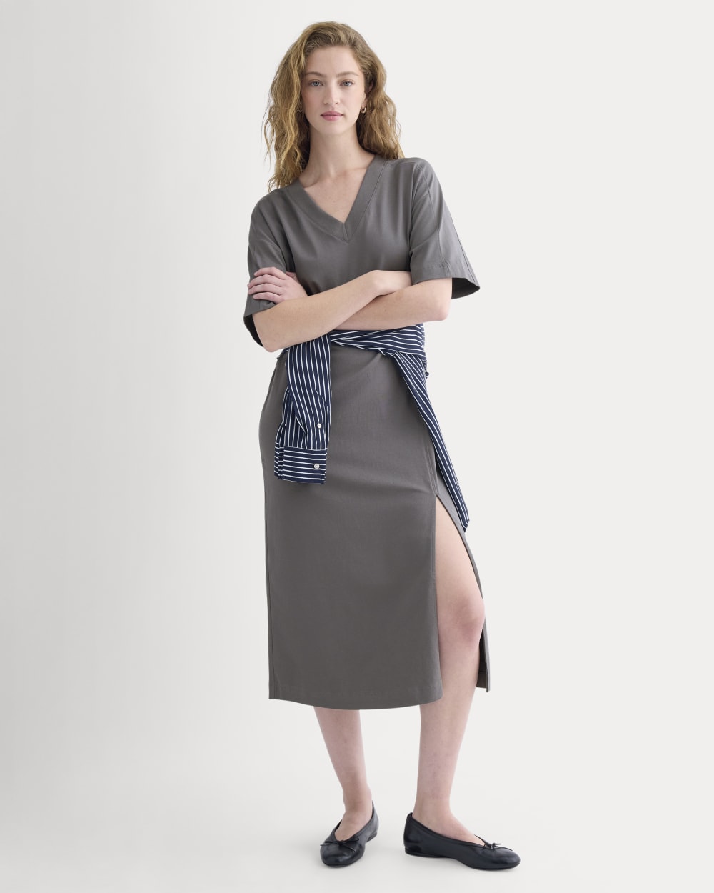 Weekend Tee Midi Dress | Charcoal Grey-styoma