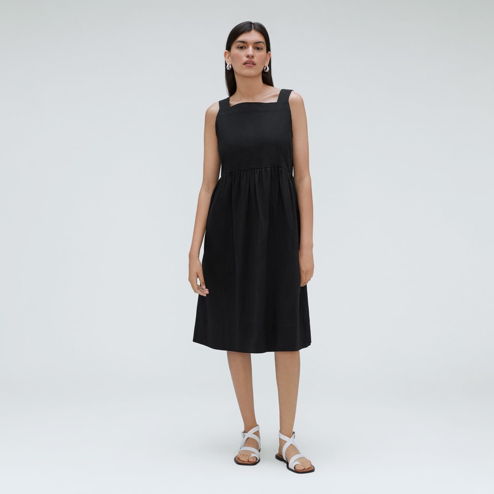 The Seersucker Midi Dress | Black-styoma