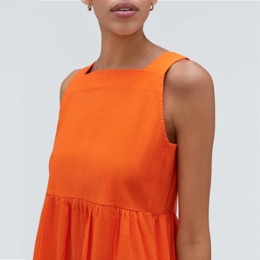 The Seersucker Midi Dress | Bright Orange-styoma