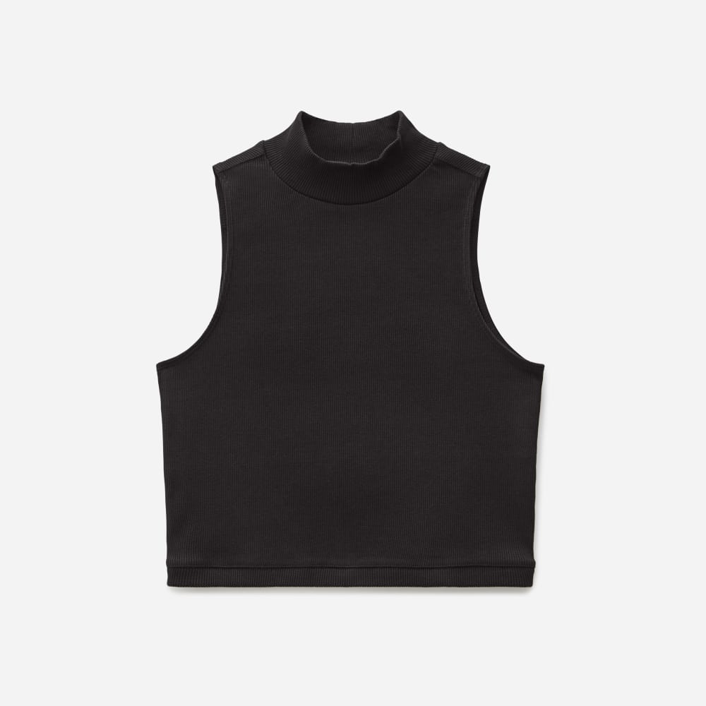 The Ribbed Mockneck Tank | Black-styoma