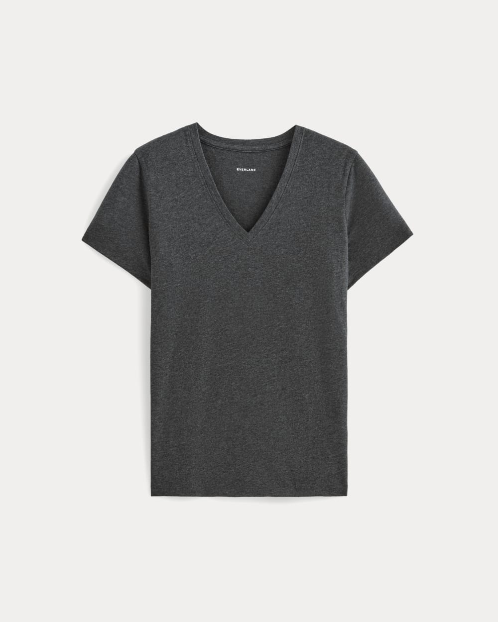 The Slim V-Neck Tee in Essential Cotton | Heathered Soot-styoma