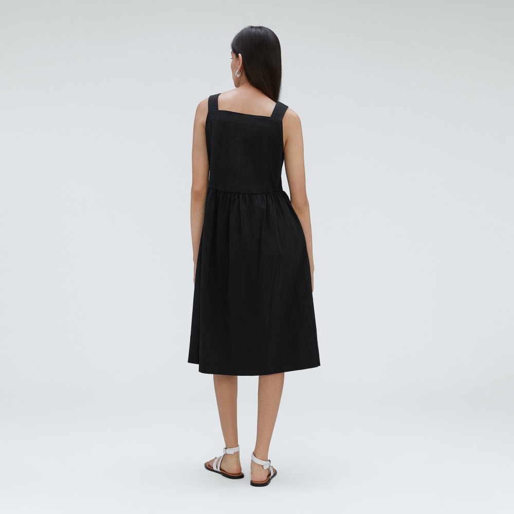 The Seersucker Midi Dress | Black-styoma