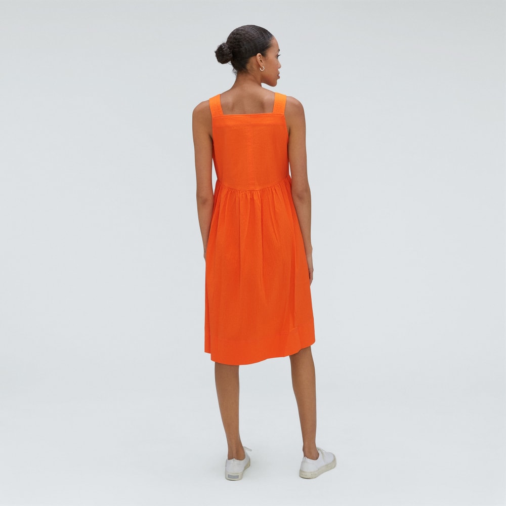 The Seersucker Midi Dress | Bright Orange-styoma