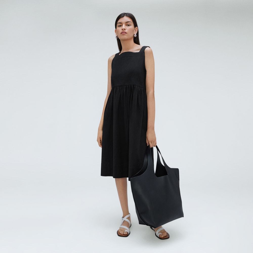 The Seersucker Midi Dress | Black-styoma