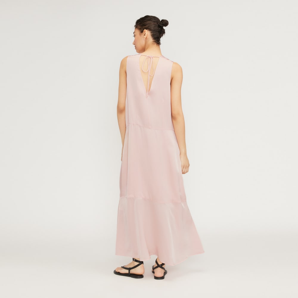The Satin V-Neck Maxi Dress | Petal Pink-styoma