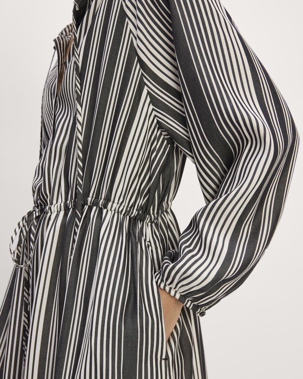 The TENCEL™ Gathered Maxi Dress | Black / Bone-styoma