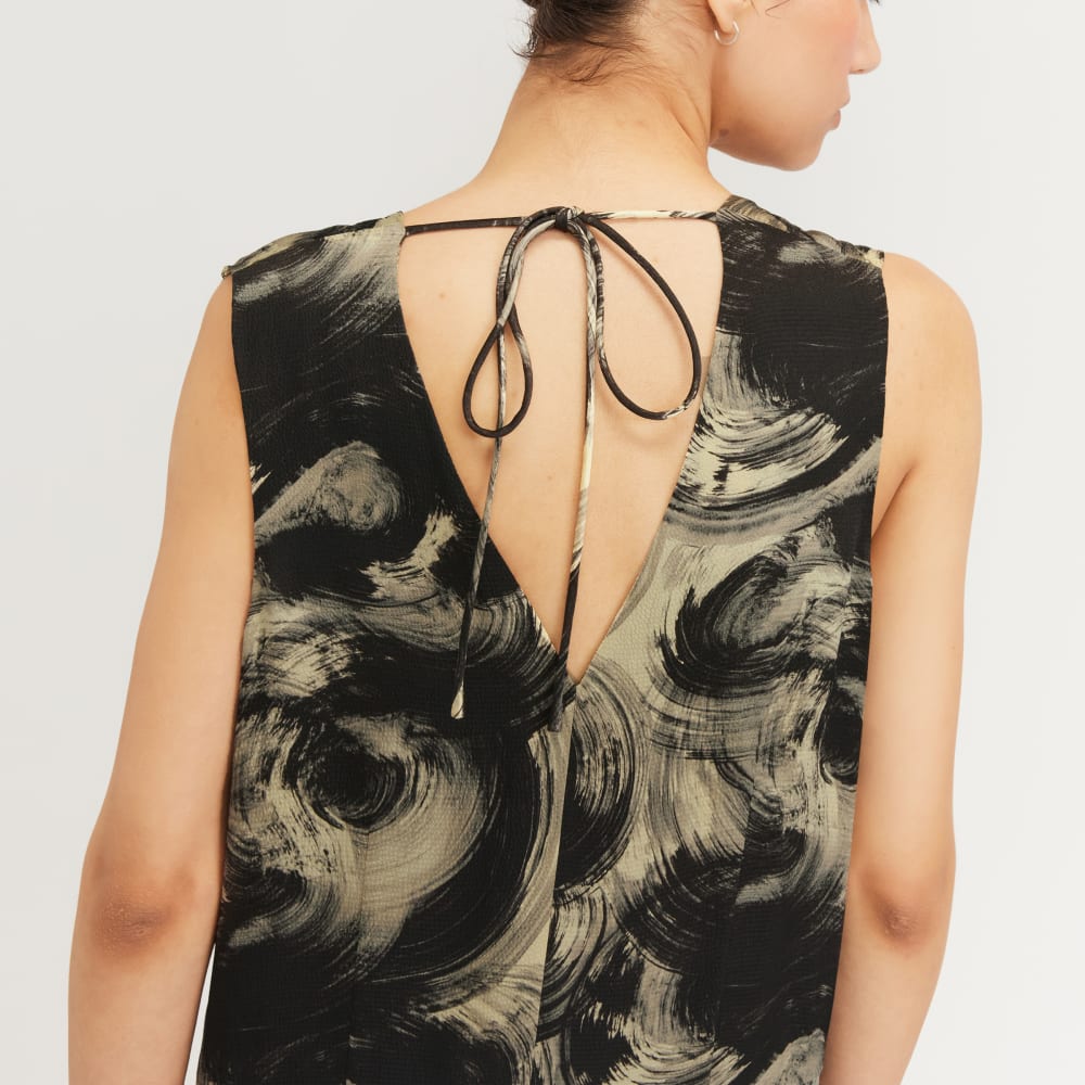 The Satin V-Neck Maxi Dress | Pale Yellow / Black-styoma