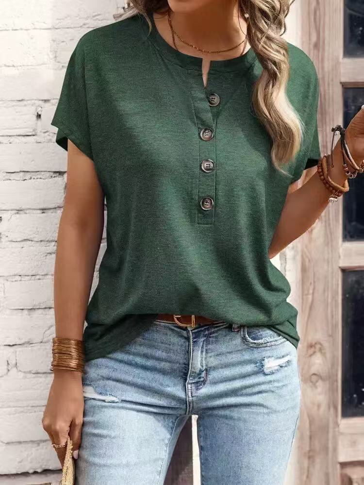 Women's Summer Tops Vintage Fashion Casual Short Sleeve Crew Neck Regular Tops Casual Daily Khaki Black Pink Navy Blue Brown Summer Spring