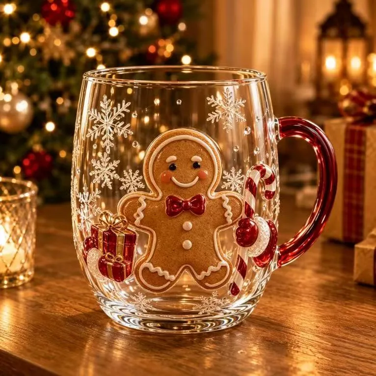 ✨ Magical Christmas 3D Glass Cup | Raised Festive Artwork, Sparkling Details & Holiday Gift Drinkware 🎅