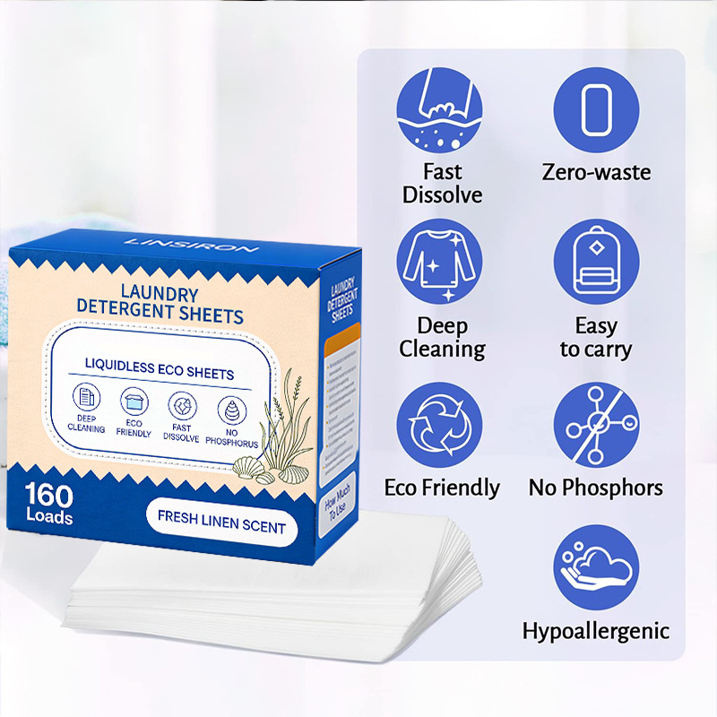 Cross-Border Laundry Tablets, Clothes And Sheets, Disposable Cleaner, Portable Laundry Bubble Paper, Highly Active Material, Powerful Decontamination