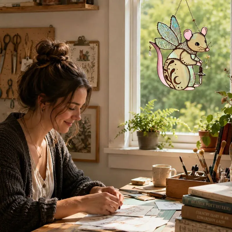 Light catching fairy mouse suncatcher