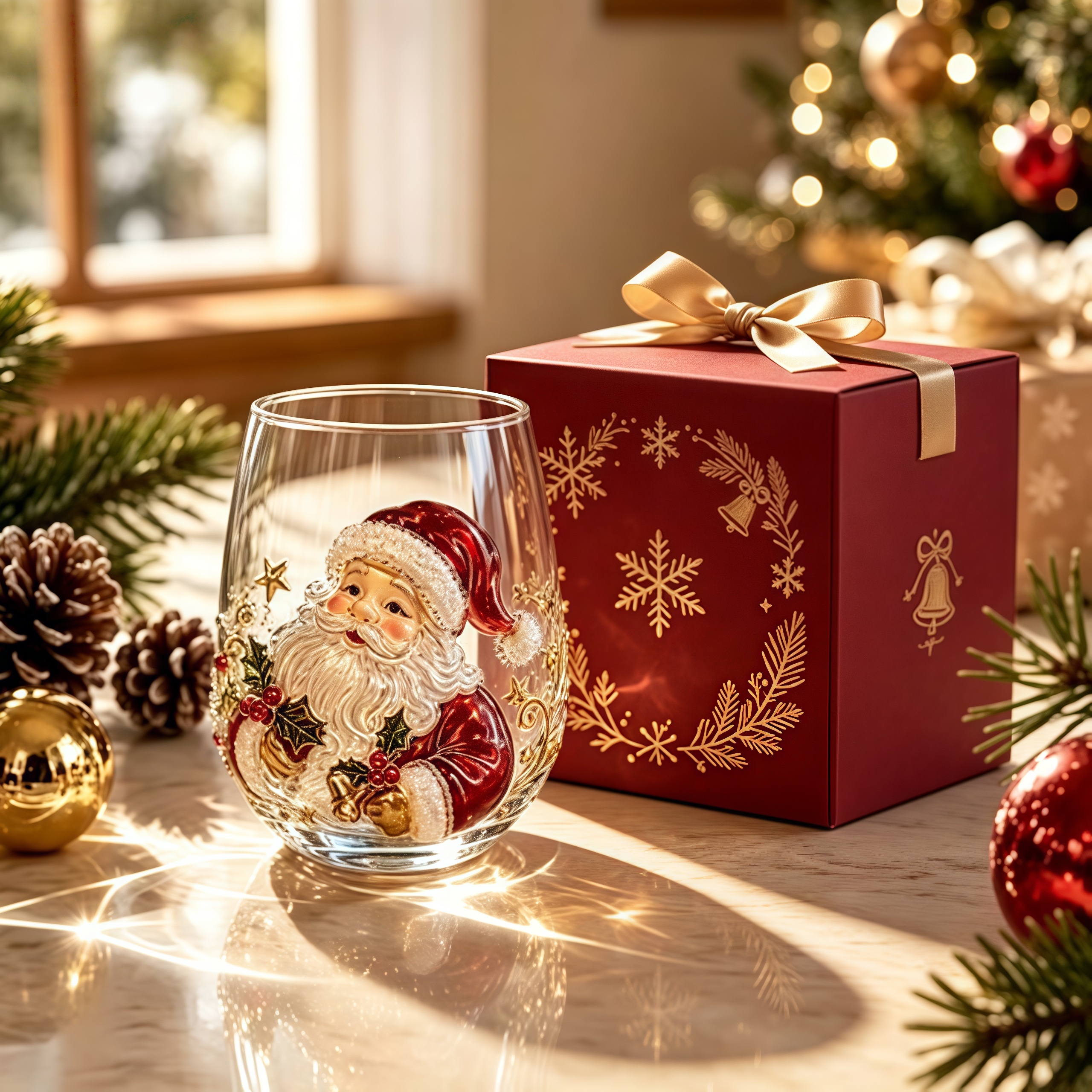 Bestselling everyday Christmas-themed glass art wine glasses