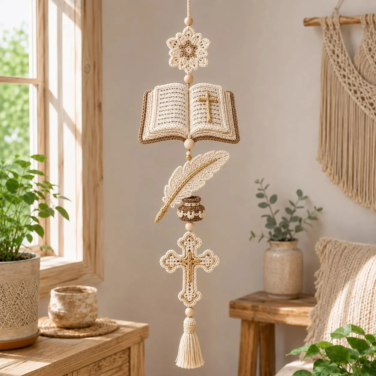 ✝️Blessed Faith Hanging Cascade – Finished Ornament or DIY Crochet Kit