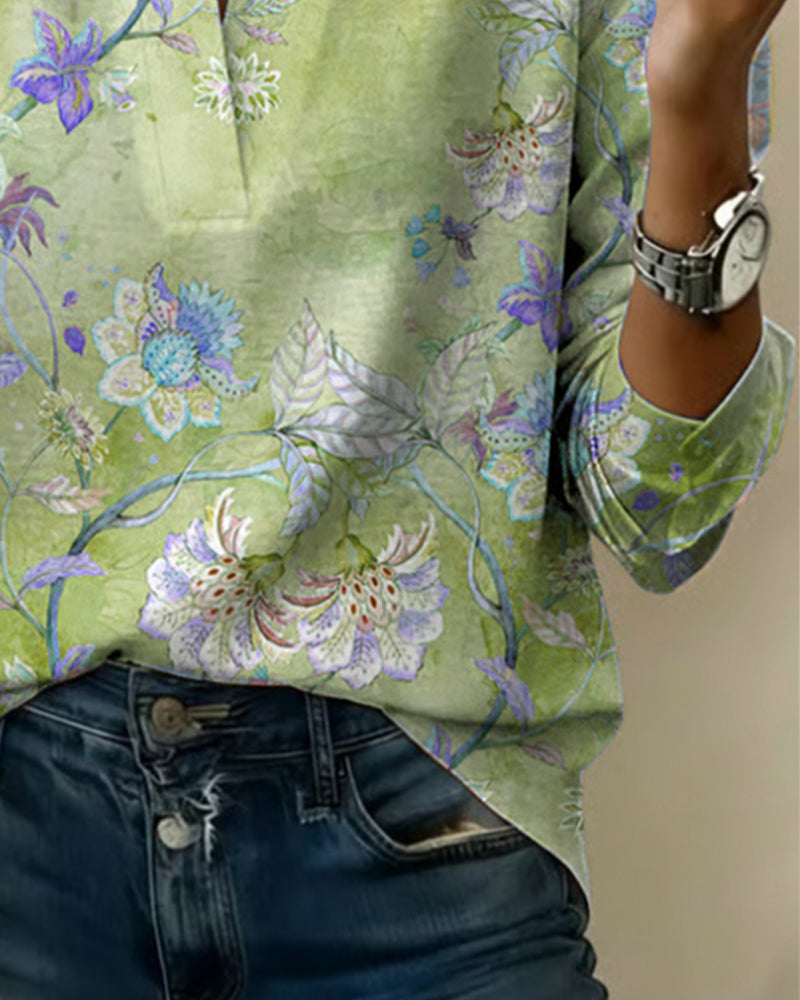 Puredrum The Sandra Women's Casual Blouse, Solid Color Button Top in Blue Green Pink