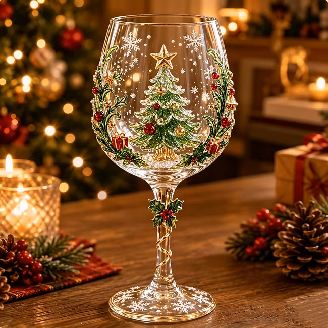 🔥🎁Christmas 3D Wine Glass Collection Gift Box Set✨