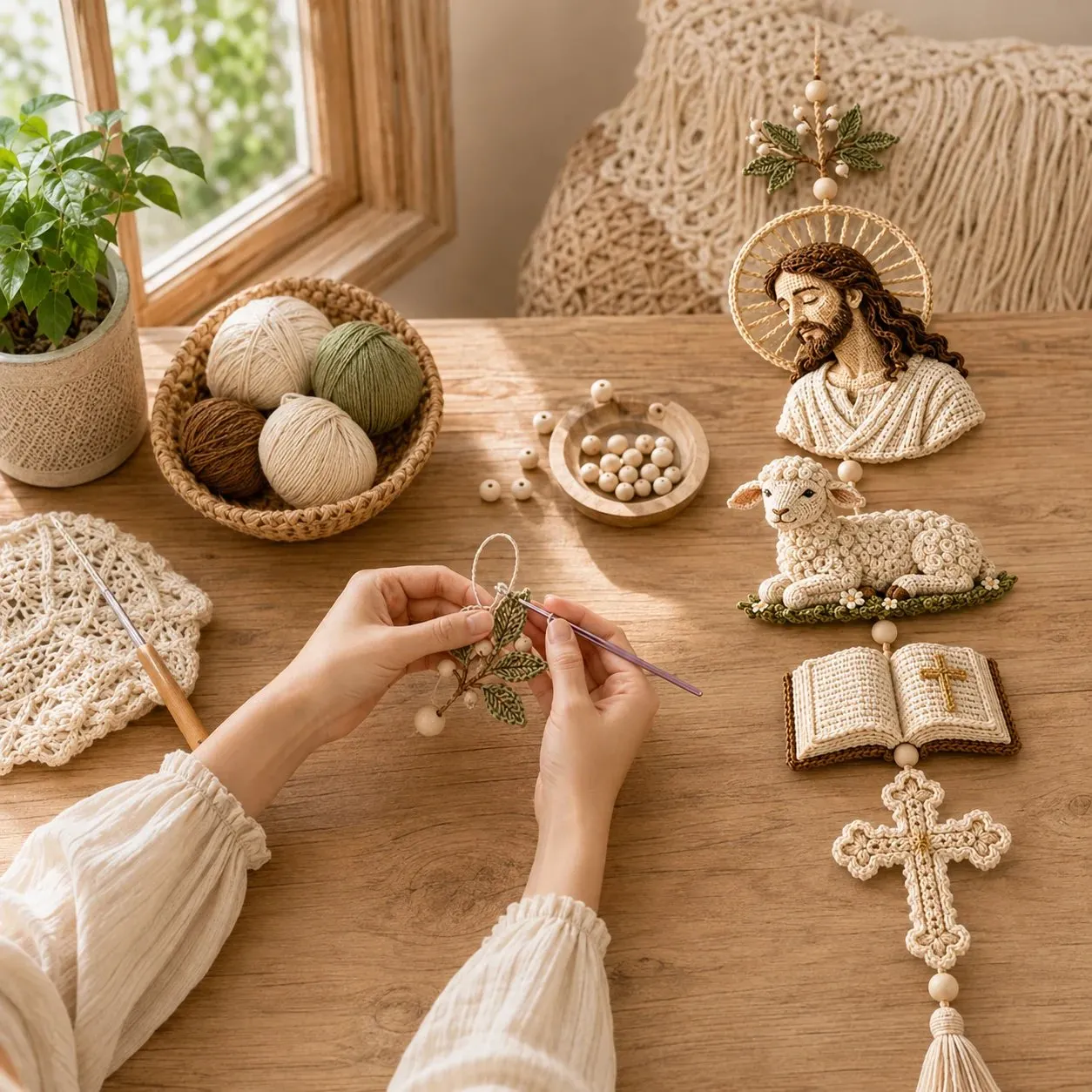 ✝️Blessed Faith Hanging Cascade – Finished Ornament or DIY Crochet Kit