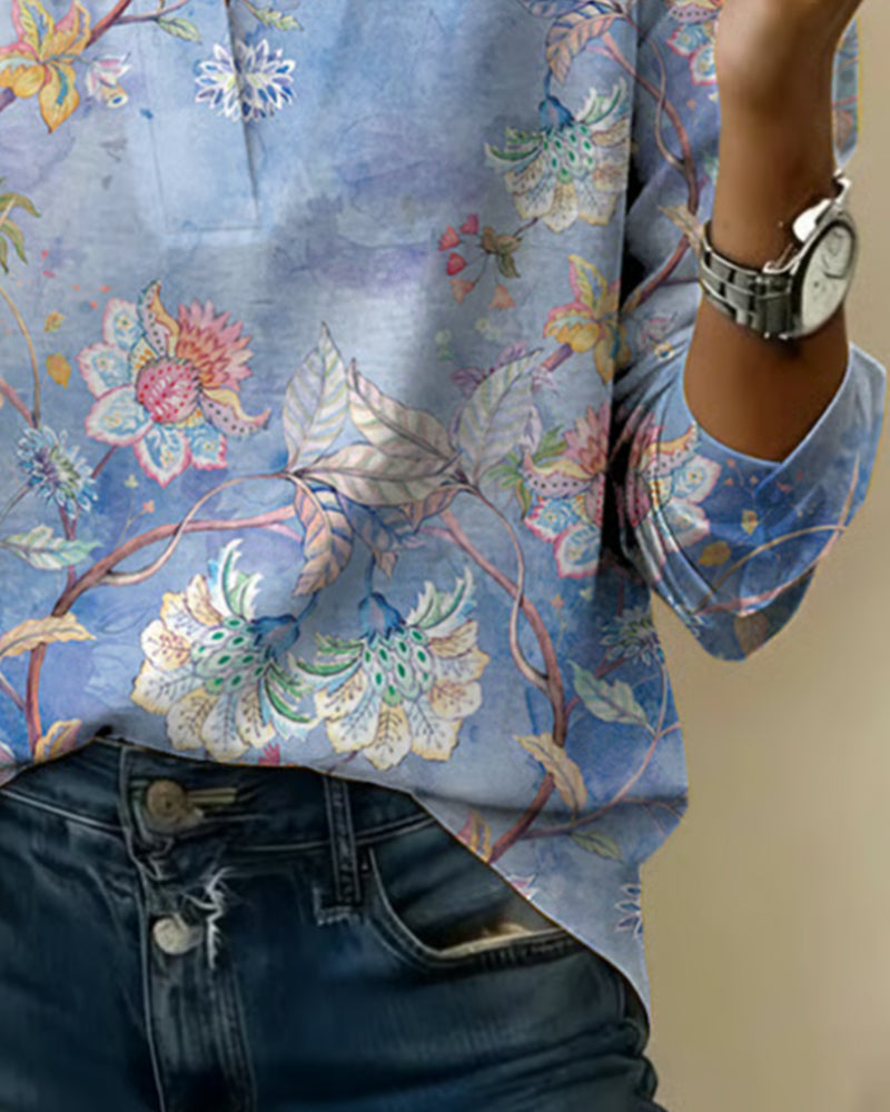 Puredrum The Sandra Women's Casual Blouse, Solid Color Button Top in Blue Green Pink