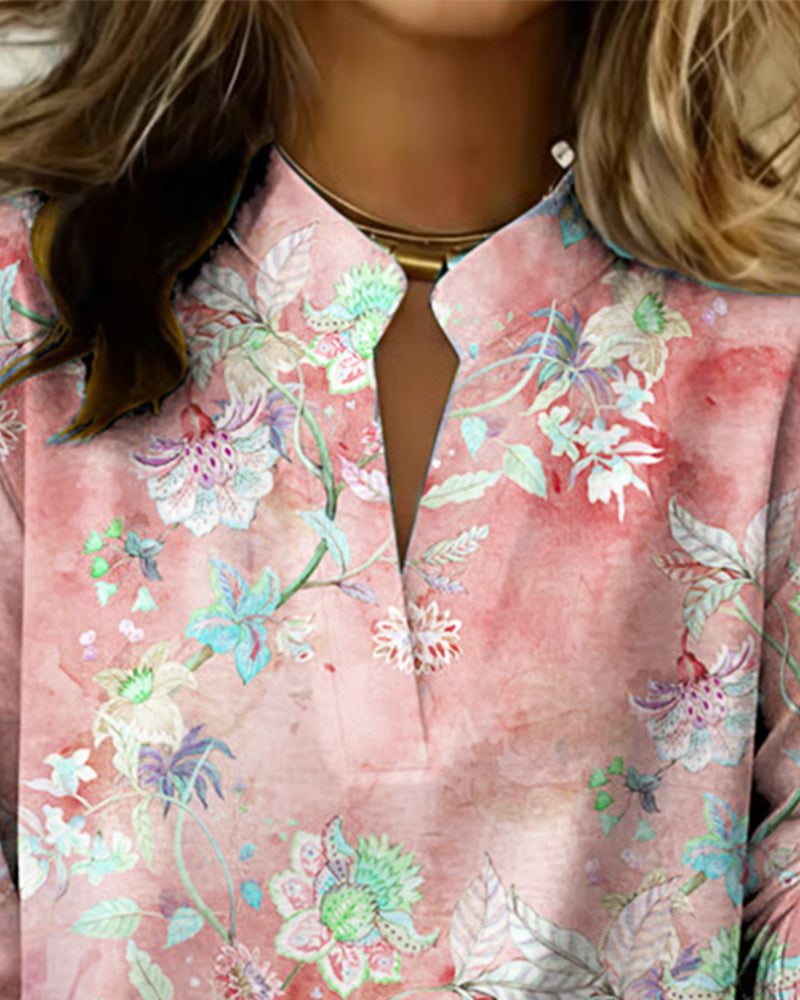 Puredrum The Sandra Women's Casual Blouse, Solid Color Button Top in Blue Green Pink