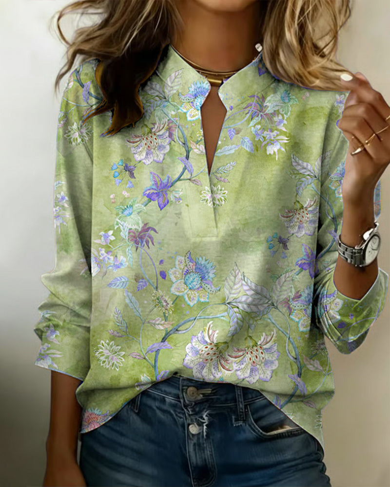 Puredrum The Sandra Women's Casual Blouse, Solid Color Button Top in Blue Green Pink