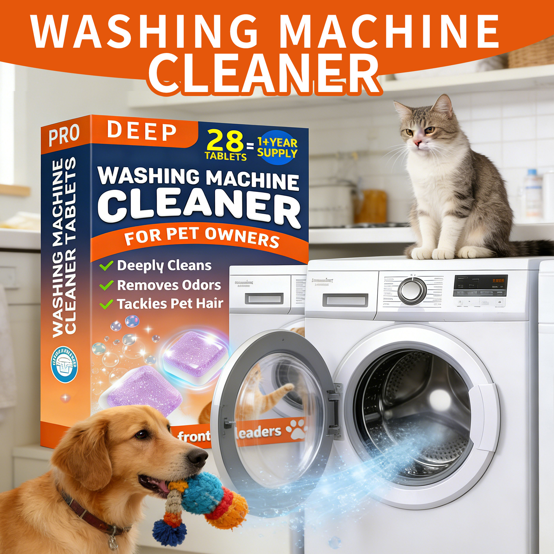 Cross-Border Pet Washing Machine Cleaner Pet Hair Cleaning Cat And Dog Washing Machine Cleaning Active Oxygen Effervescent Tablets