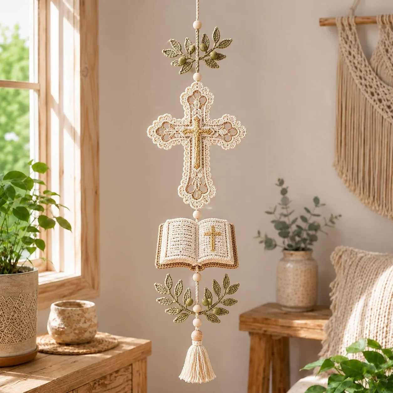 ✝️Blessed Faith Hanging Cascade – Finished Ornament or DIY Crochet Kit