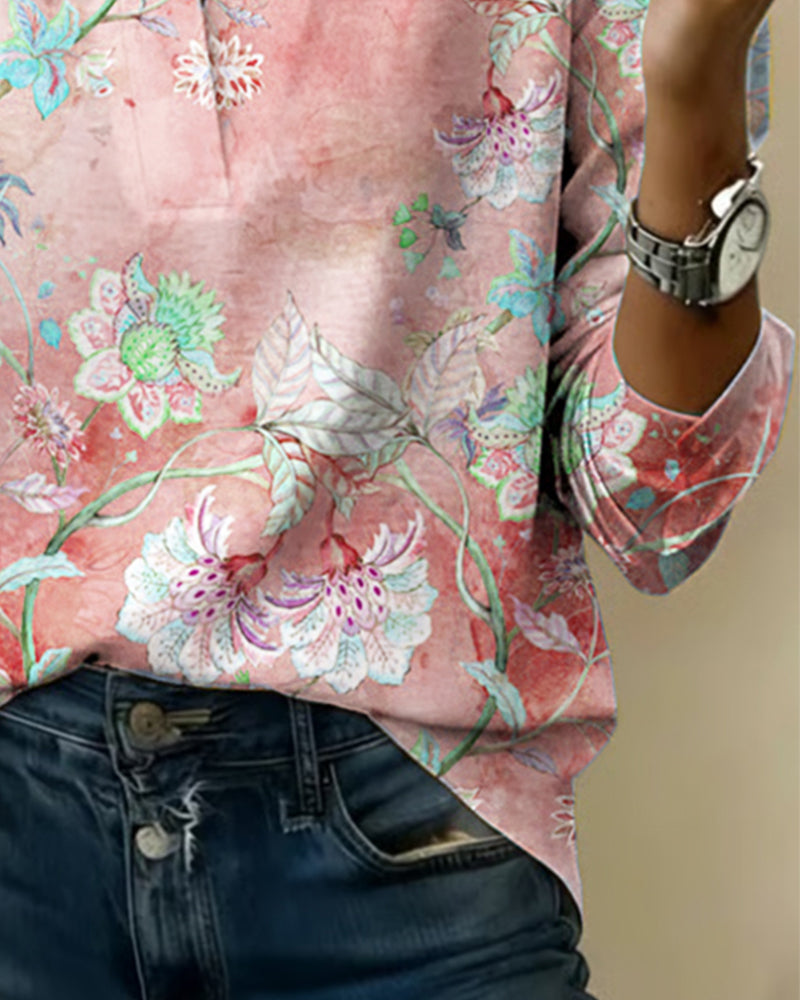 Puredrum The Sandra Women's Casual Blouse, Solid Color Button Top in Blue Green Pink