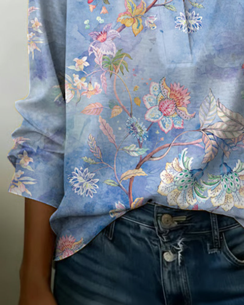 Puredrum The Sandra Women's Casual Blouse, Solid Color Button Top in Blue Green Pink