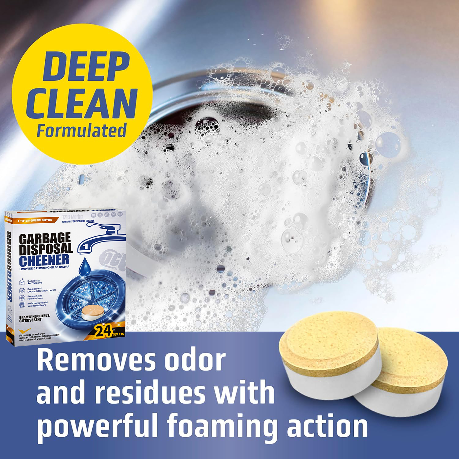 Cross-Border Kitchen Waste Disposer Cleaning Tablets Foam Sink Garbage Disposer Freshener Kitchen Drain Cleaning