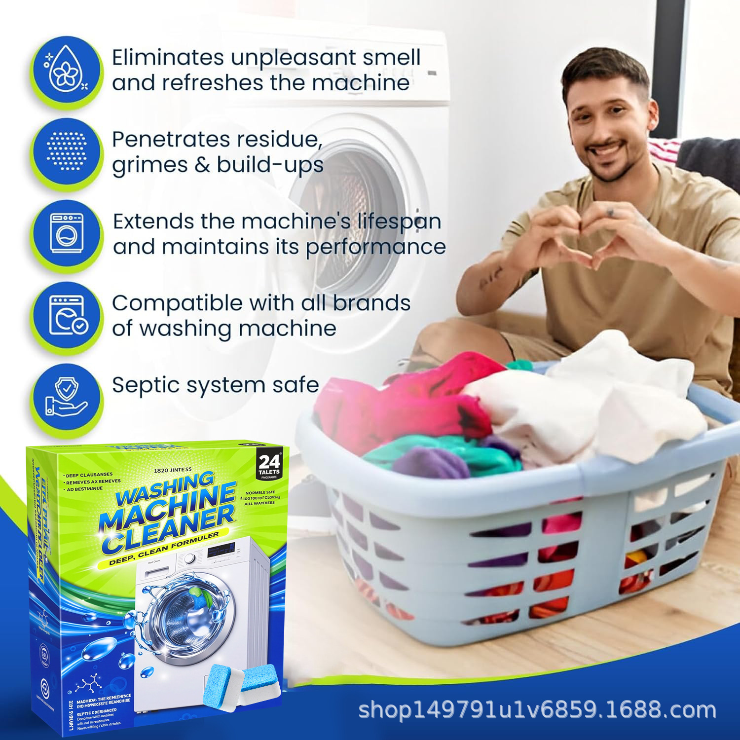 Cross-Border Washing Machine Tank Cleaner Decontamination And Descaling Washing Machine Effervescent Tablets Fully Automatic Effervescent Cleaner