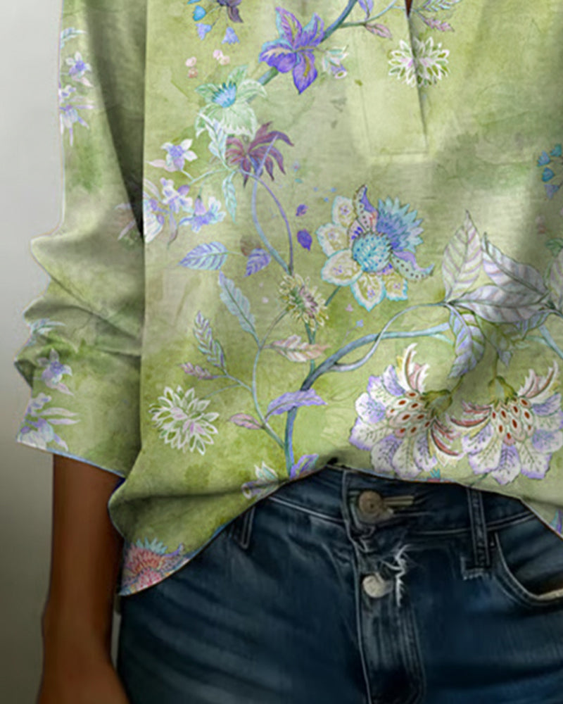 Puredrum The Sandra Women's Casual Blouse, Solid Color Button Top in Blue Green Pink